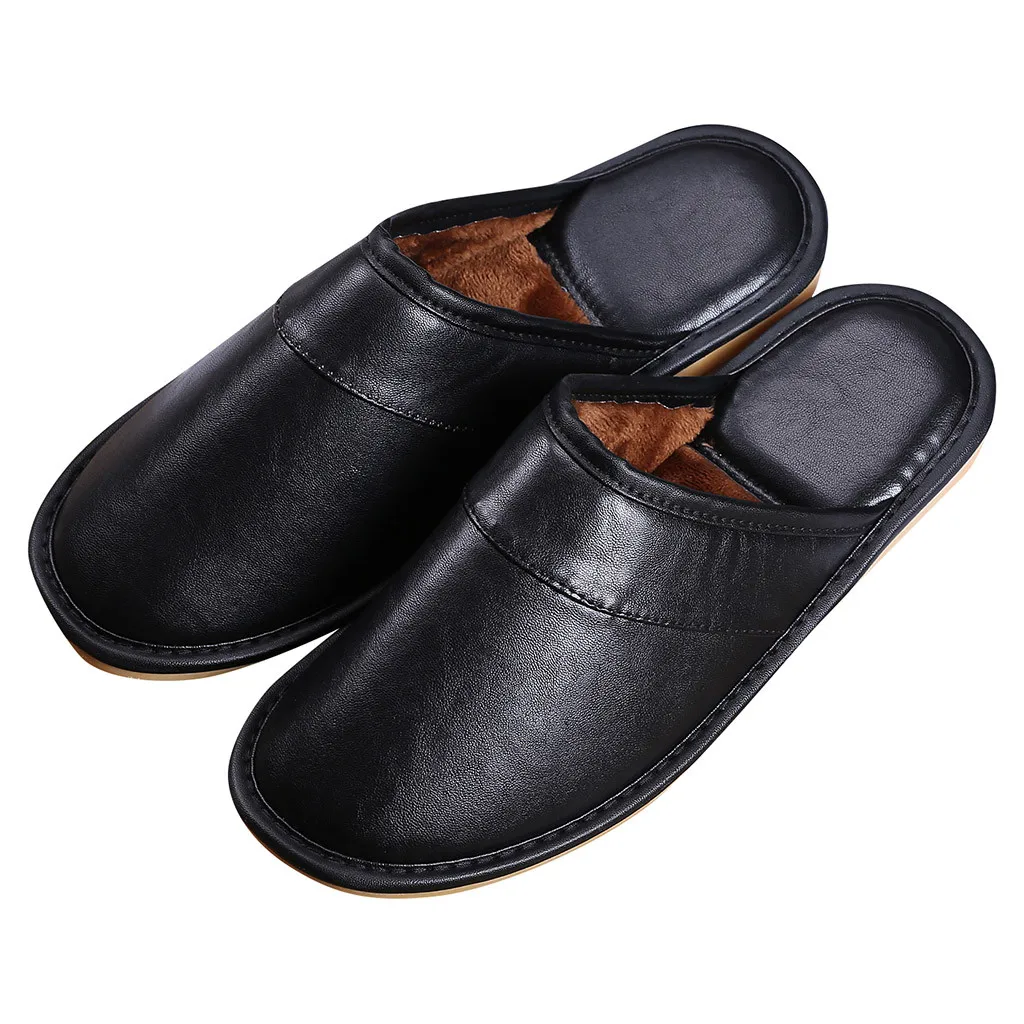 Waterproof Men Slippers Velvet Warm Casaul Flip Flops Comfor Home Slippers Pantuflas Zapatillas Casa Hombre Мужские Тапочки#25
