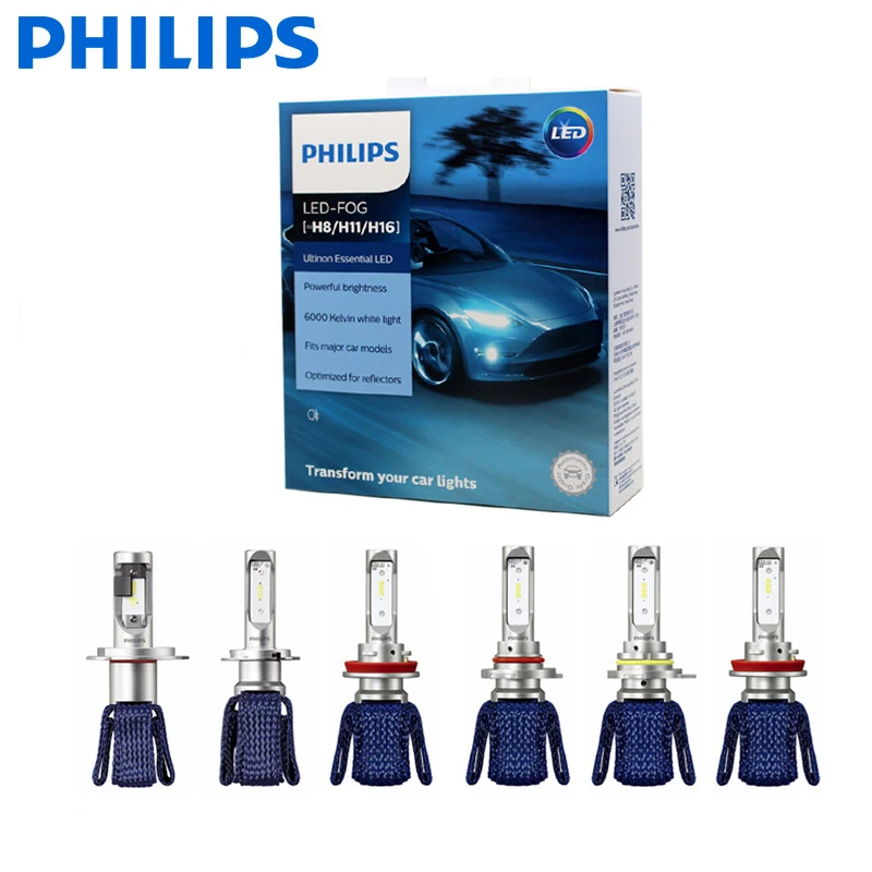 Philips H4 H7 H8 H11 H16 9005 9006 HB3 HB4 9012 LED Ultinon Essential 6000K  Headlight