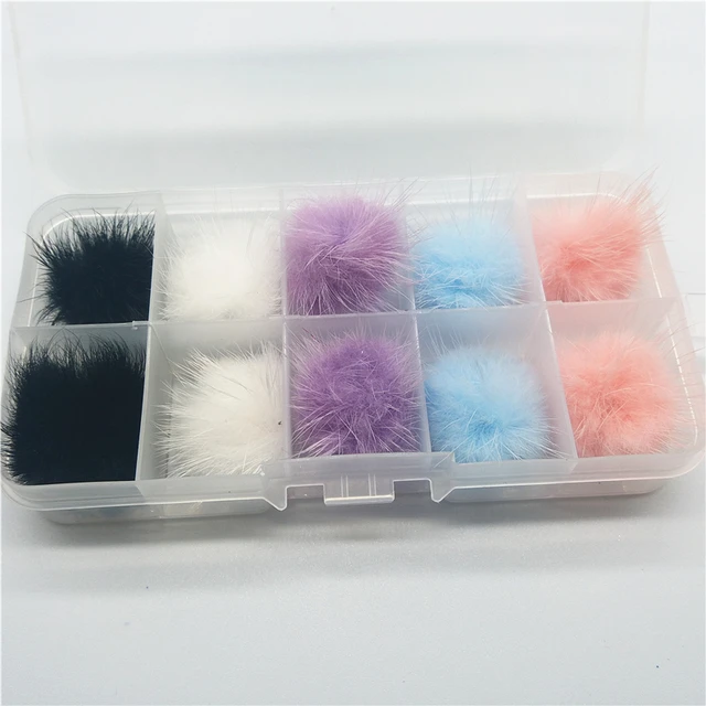 Soft Nail Poms Fluffy Plush Ball Nail Charms Pom Fur Balls Detachable Magnetic Acrylic Tips Jewelry Decorations Ornament Tool C