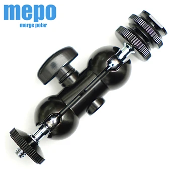 

DSLR Camera Double Ball Head Shoe Mount Adapter Portable GPS Phone LCD Monitor DV Video Light Ball Head Magic Arm w/ 1/4" Screw