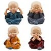 4Pcs/lot Resin Crafts Gift Lovely Little Monk Sculptures Cute Monks Buddha Statues Creative Buddha Dolls Table Car Decoration ► Photo 3/6