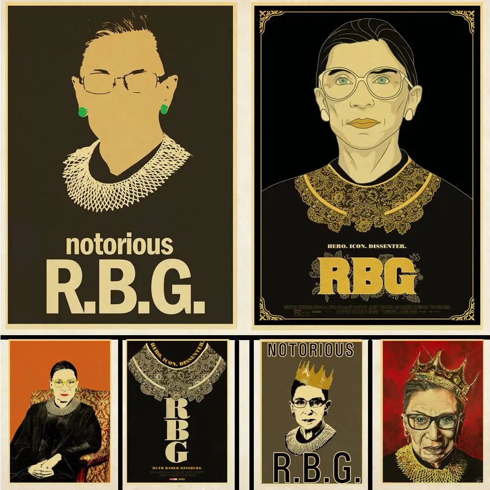 RBG  Ruth Bader Ginsburg  Poster Kraft Paper Art Printed Retro Posters Home /Room /Bar Decor Wall Stickers