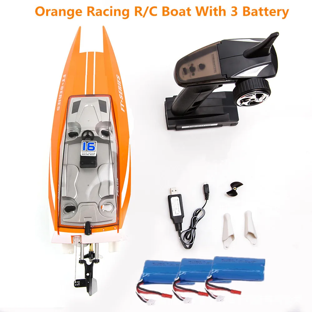 Orange boat 3battery Новое поступление Feilun 2,4G 4CH Водонепроницаемая Гоночная радиоуправляемая лодка высокая скорость 35 км/ч RC перевернутая скорость водяного охлаждения лодка водные игрушки подарок - Цвет: Orange boat 3battery