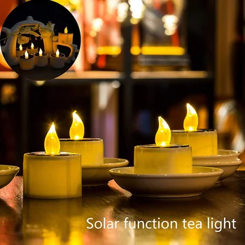 

6 pcs Halloween Solar Electronic Candle Small Tea Wax LED Candle Light Smokeless for Home Restaurant PR Sale