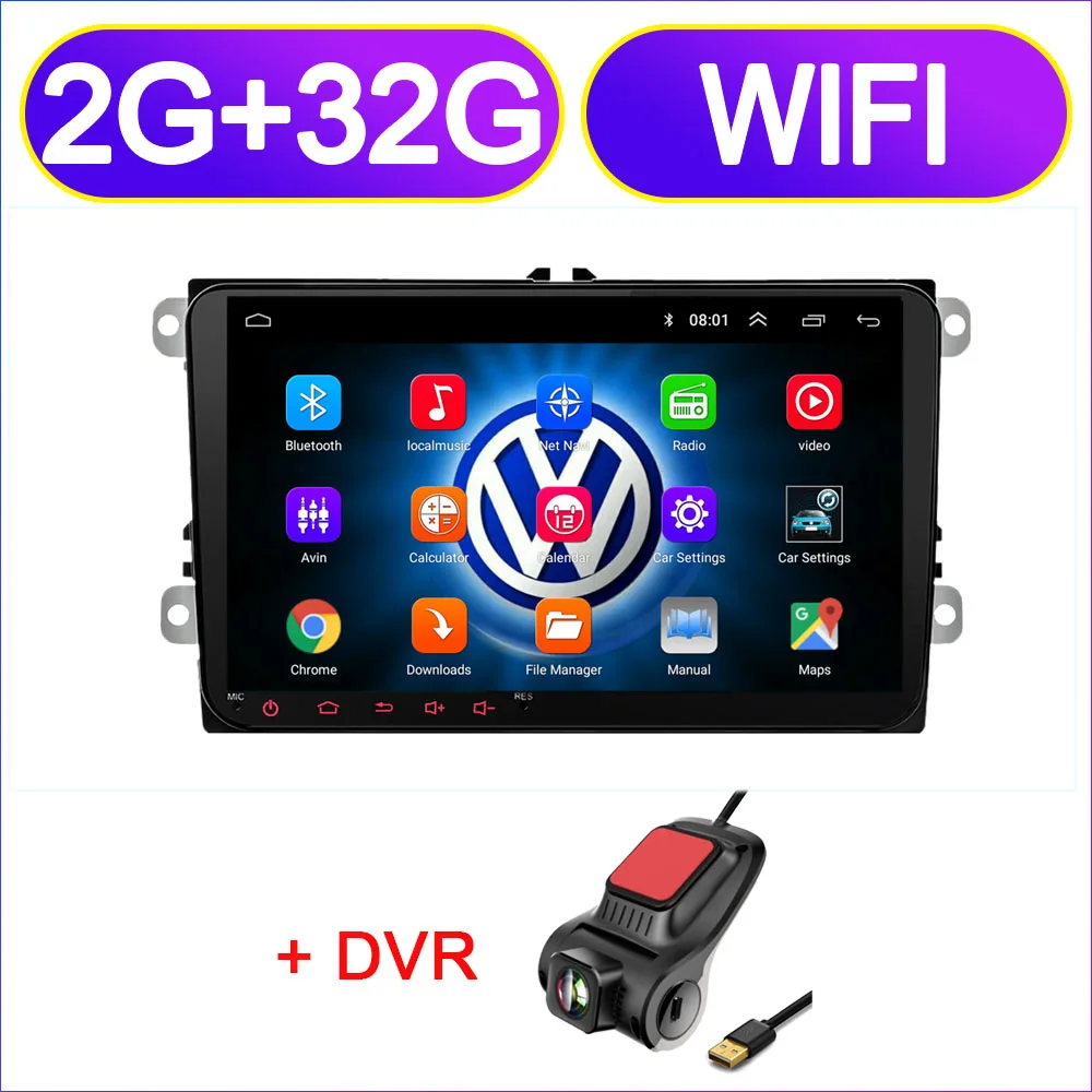 2G DVR " Android 8,1 автомобиль радио gps навигации для Volkswagen Skoda Octavia Golf 5 6 touran passat B6 Polo Tiguan Yeti Rapid мультимедиа - Цвет: 2G DVR