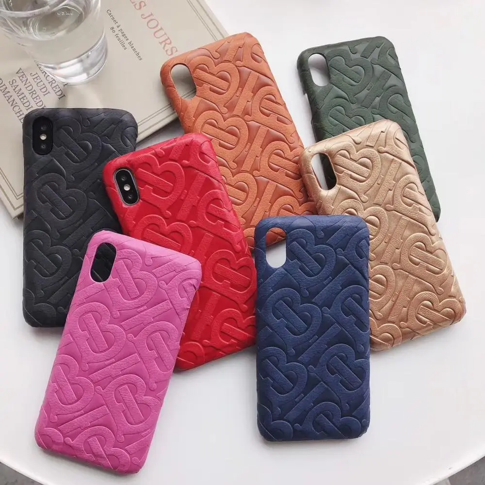 

GOOYIYO - Luxury Leather Skin Phone Case For iPhone X XR XS Max Cover 8 7 6 6s Plus Funda PC Hard Case Embossed Ultra Slim Shell