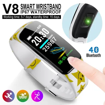 

V8 plus Smart Watches Strap Waterproof Sports Fitness Bracelet For IPhone xiaomi huawei Smart band Heart rate monitor Wristband