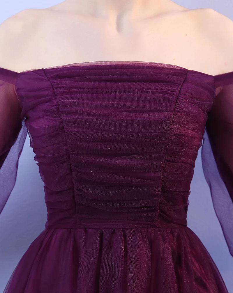 Фиолетовые платья подружки невесты из тюля размера плюс для женщин младшего возраста, Дамское Бандажное свадебное платье, Элегантное Длинное простое сексуальное платье для выпускного вечера