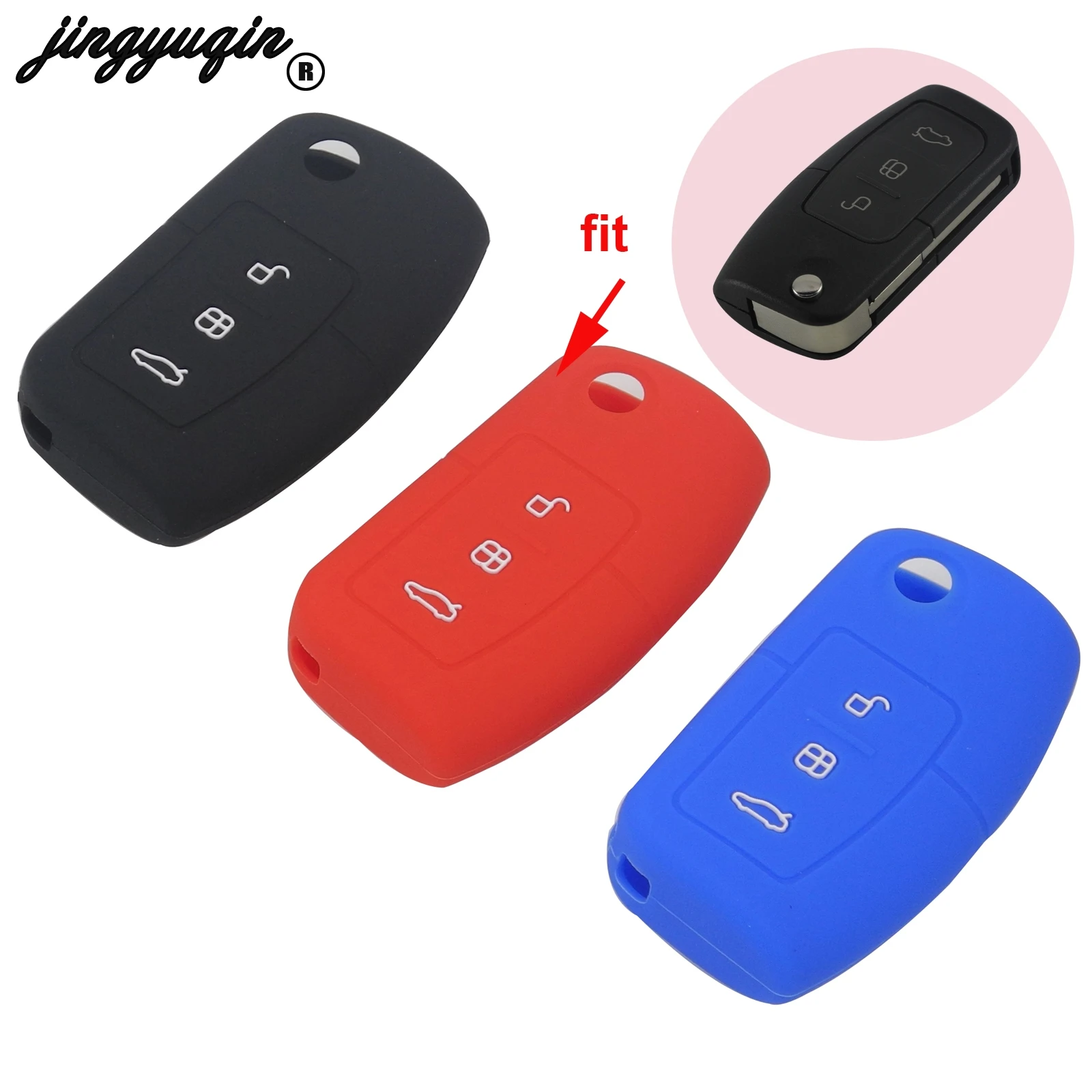 30pcs For Ford Fiesta Focus Mondeo Falcon B-Max C-Max Eco Sport Galaxy Protector 3Button Silicone Car Remote Key Cover Case | Автомобили и