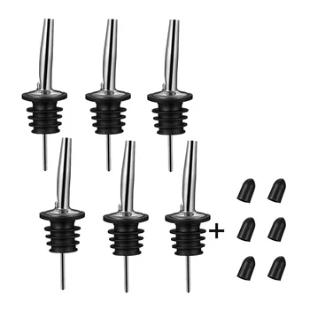 

6Pcs Stainless Steel Pourers,Speed Pourer, Liquor Bottle Pourers and Vinegar Tapered Stopper Spout,with Sealed Dust Caps