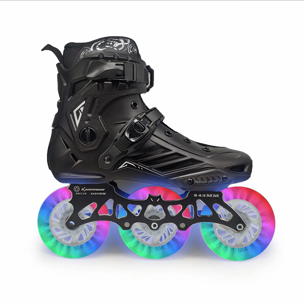 PROD 1005002865640331 Luminous Shine Wheel with 35 to 46 3-wheels Speed
Skates Shoes with White Blue Red Green Purple Pink Colorful LED Flash
90A Roll