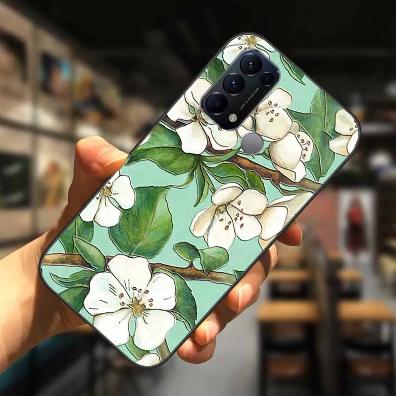 For Oppo Reno5 A Case 3D Blossom Emboss Silicone Phone Cover for OPPO Reno 5A Cases Reno5A 5 A Soft Relief Coque Flower Funda cases for oppo Cases For OPPO