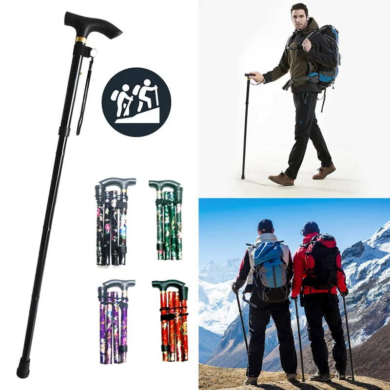 Hiking Stick Trekking Pole Outdoor Sport Elderly Aluminium Metal Camp Trip Cane Retractable Holiday Necessities Walking Stick