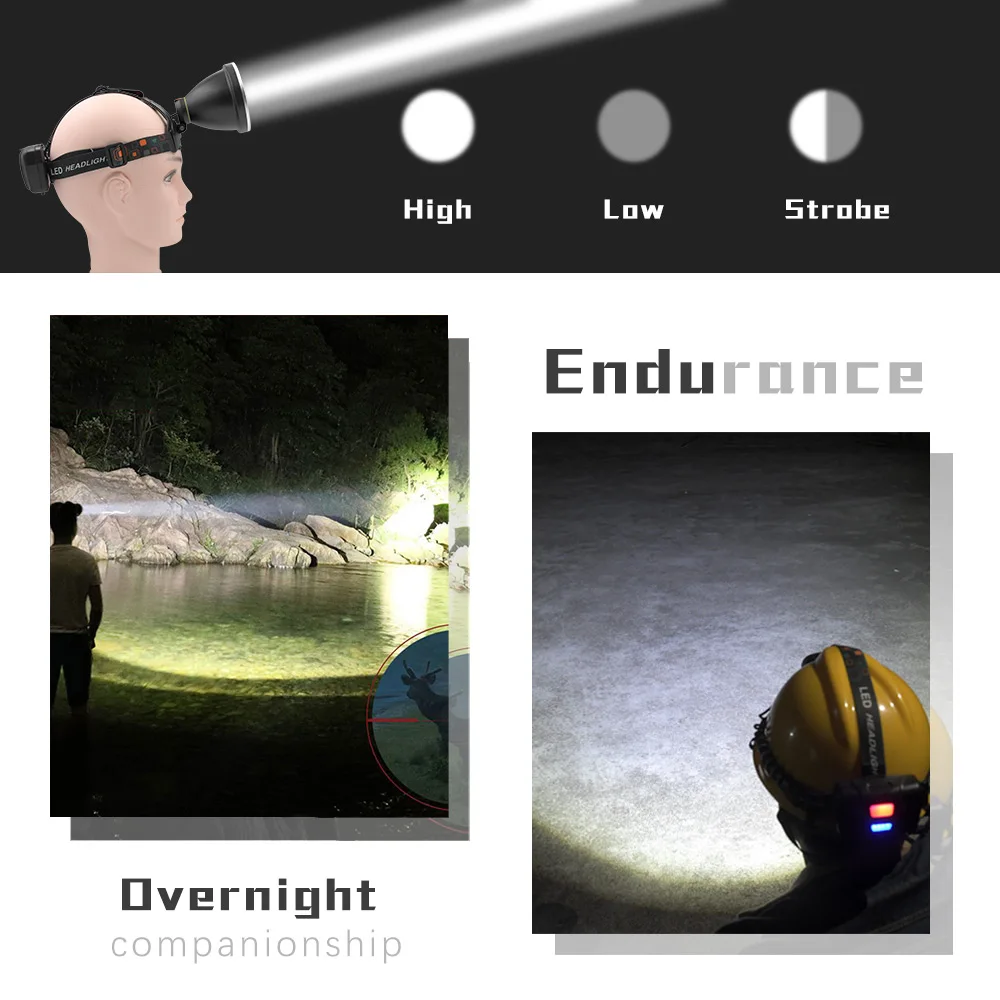 US $14.99 2019 Newest B10 XHP 50 LED Headlamp 3Mode 8000LM Headlight Micro USB Rechargeable Head Torch Camping Hunting Power Bank 18650