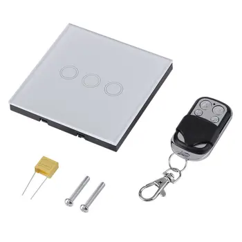 

Smart Rf 433Mhz Remote Touch Wall Switch Tempered Glass Panel Led Indicator Single Fire Wire Control