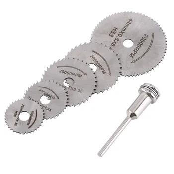 

6 Pcs Drill Warehouse 6pc 1/8" Shank High Speed Steel Mini Saw Blades with Mandrels for Dremel Fordom Rotary Tool HSS Metal