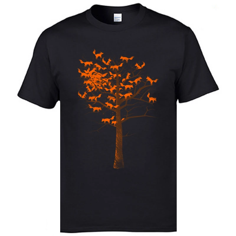 Blazing_Fox_Tree_8331 Graphic Simple Style T-shirts Round Collar Pure Cotton T Shirt for Men Tee Shirts April FOOL DAY Blazing_Fox_Tree_8331 black