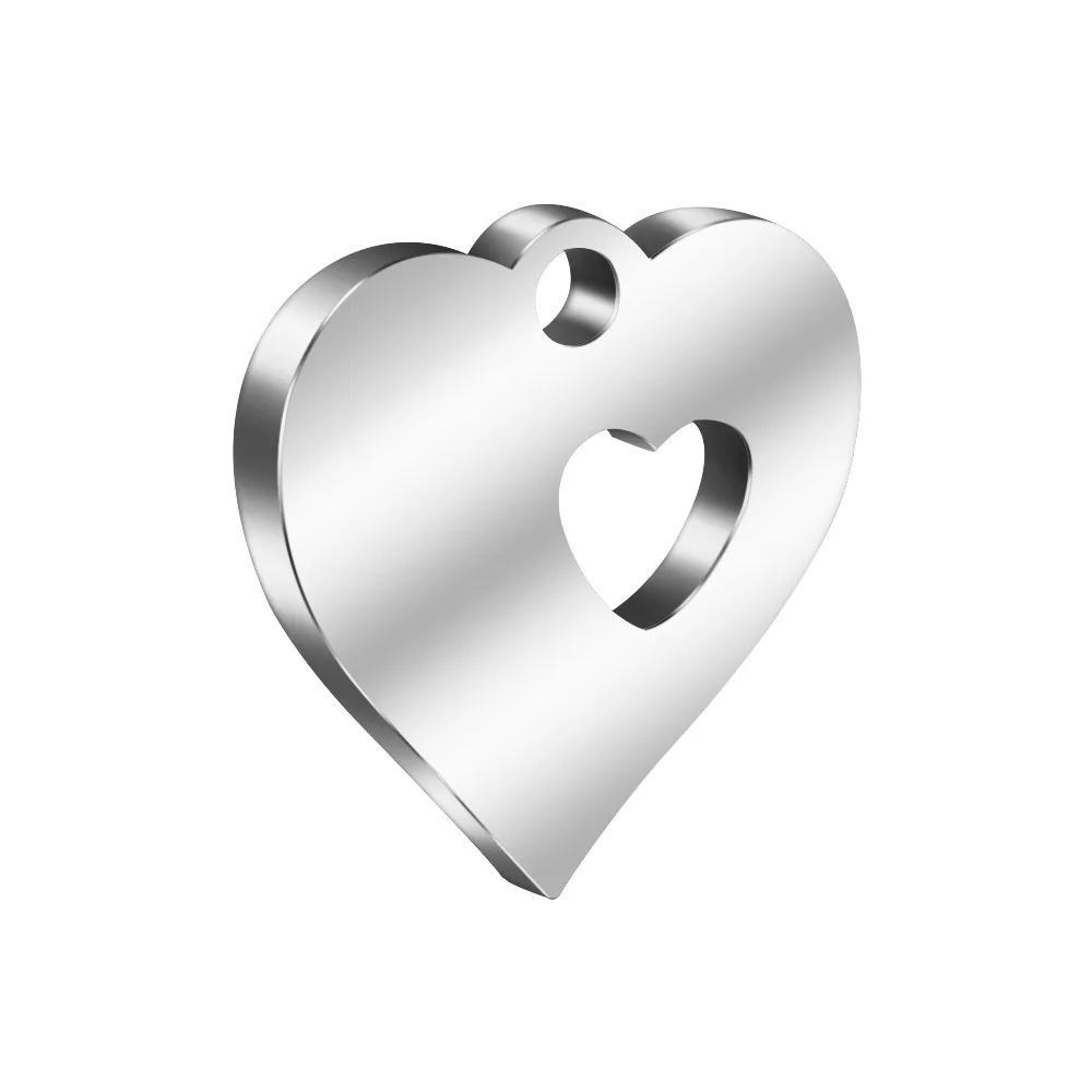 

50pc 13*13mm Mirror polish Stainless Steel Blank 2 Heart shape Charm For Necklace/bracelet DIY Women Handmade Jewelry Making