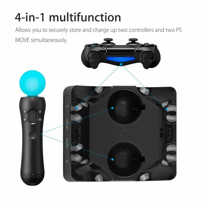 

Controller Charger Dock For PS4/MOVE/PS4 VR 4 In 1 Multifunc Memory card