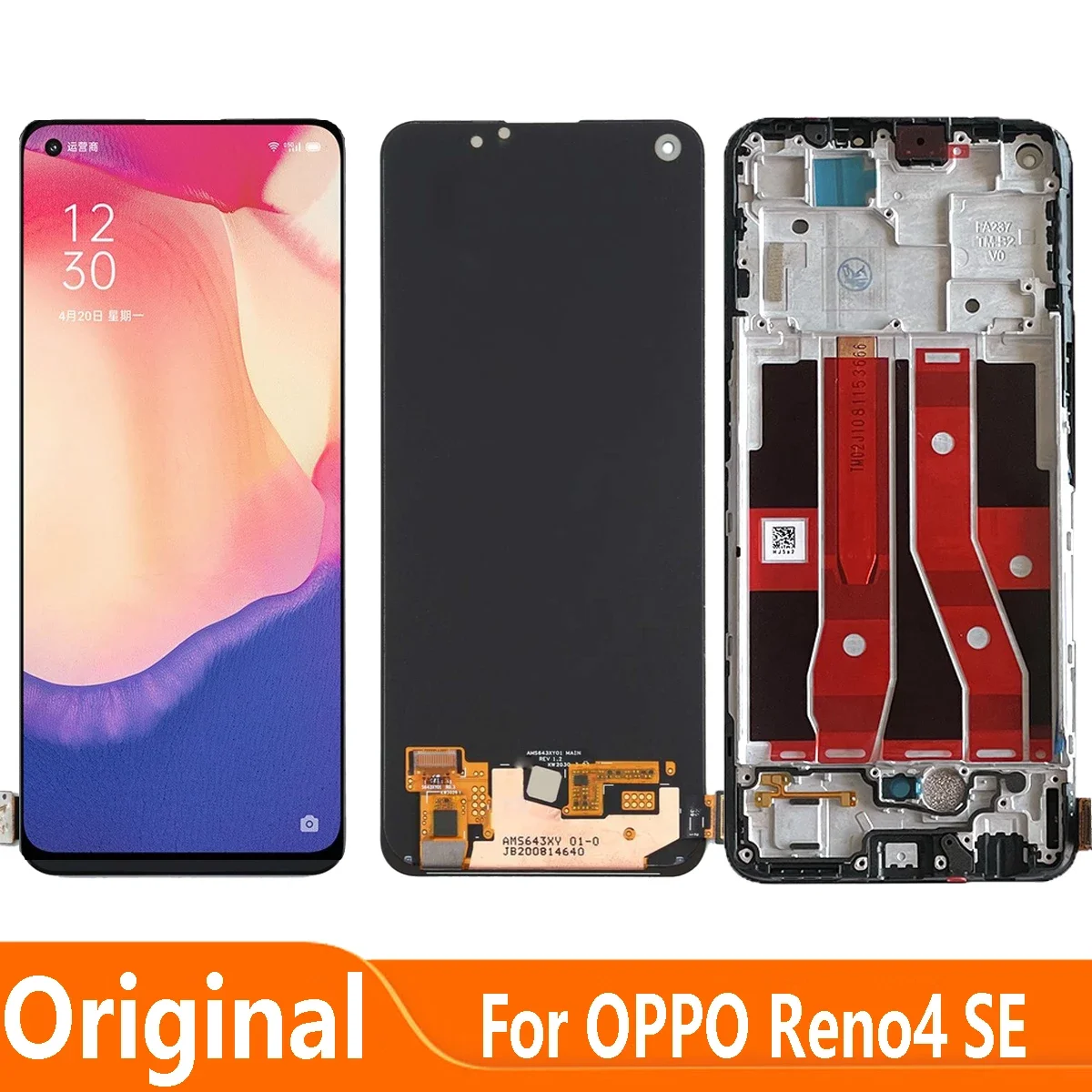 

LCD For Oppo Reno 4SE LCD Display Touch Screen with Frame Digitizer Assembly Replacement Panel Glass For OPPO RENO4 SE