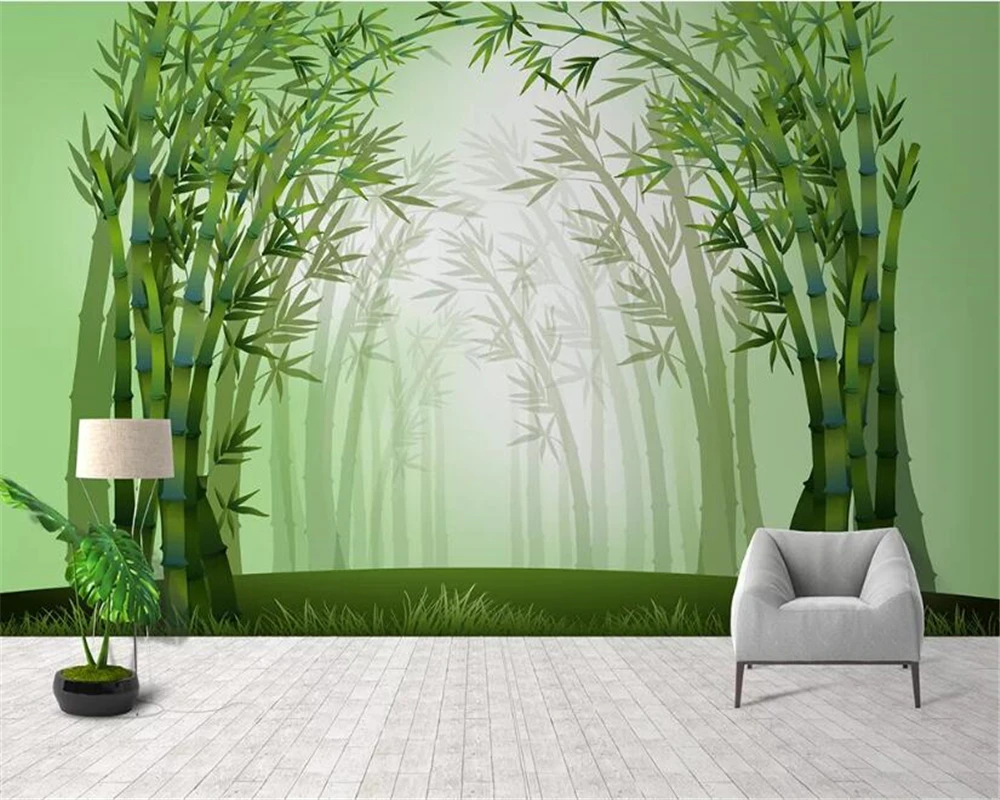 Beibehang Custom Wallpaper Mural Modern Fashion Simple Green Bamboo Mural Background Wall Decoration Wall Papers Home Decor Wallpapers Aliexpress