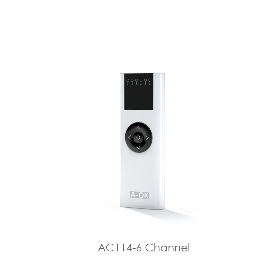 A-OK AC114-1 2 6/16 채널 리모컨, RF433 무선 송신기, A-OK RF433 커튼 모터, 관형 모터용 액세서리