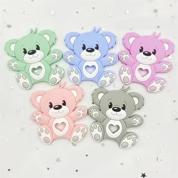1pcs Bear Silicone Baby Teether rodent Teething Toys Chewable Animal beads Baby Products Nursing Gift DIY pendant necklace 1