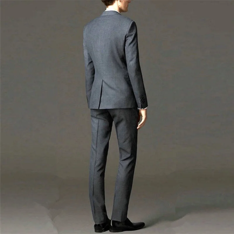 Business Anzug Männer 2025, Neue Mode Zwei Stück Sets Business Casual Grau Schwarz Blau Blazer Hose Hochzeit Kleid Koreanische Kostüm Homme – Detail 12