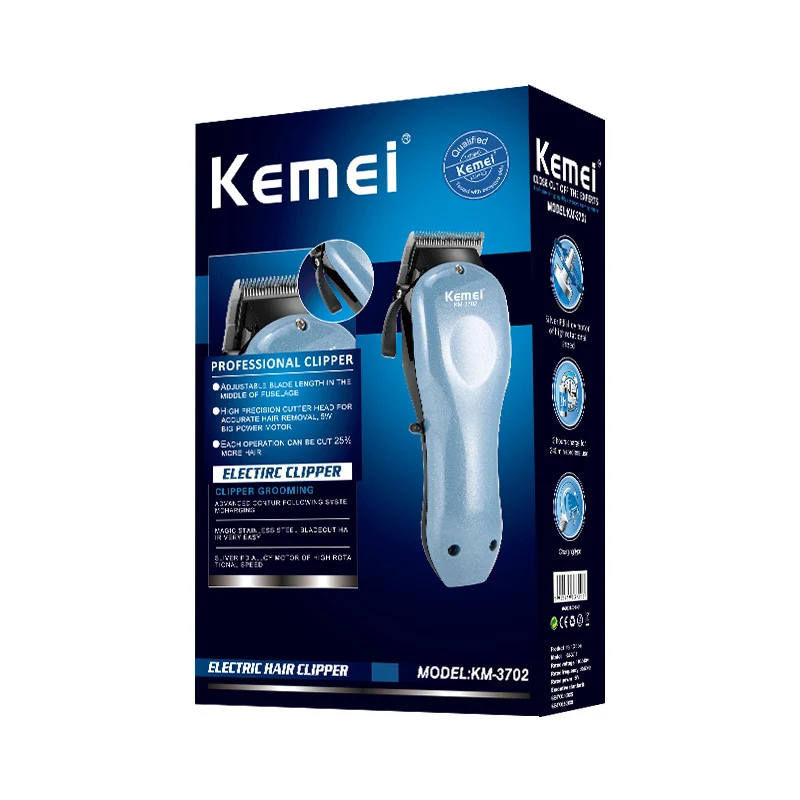 Kemei KM-3702 машинка для стрижки волос, электрическая Беспроводная Машинка для стрижки волос, триммер для бороды, светодиодный резак для волос, лезвие из углеродистой стали, машинка для стрижки волос
