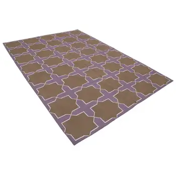

190x270 Cm Brown Handmade Dhurrie Rug-6x9 Ft