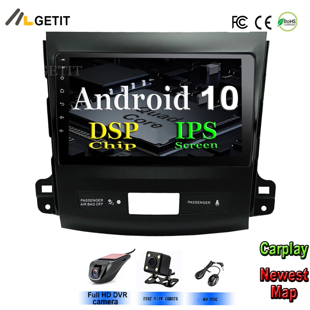 DSP IPS android 10 car dvd gps multimedia player For Mitsubishi Outlander xl 2 navigation radio video audio 4007 | Автомобили и