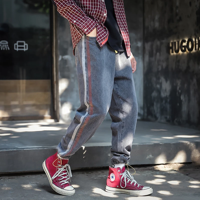 Autumn And Winter New Hong Style Thick Loose Straight Cut Jeans Fashion Casual Solid Color Pants Black / Gray M-4XL