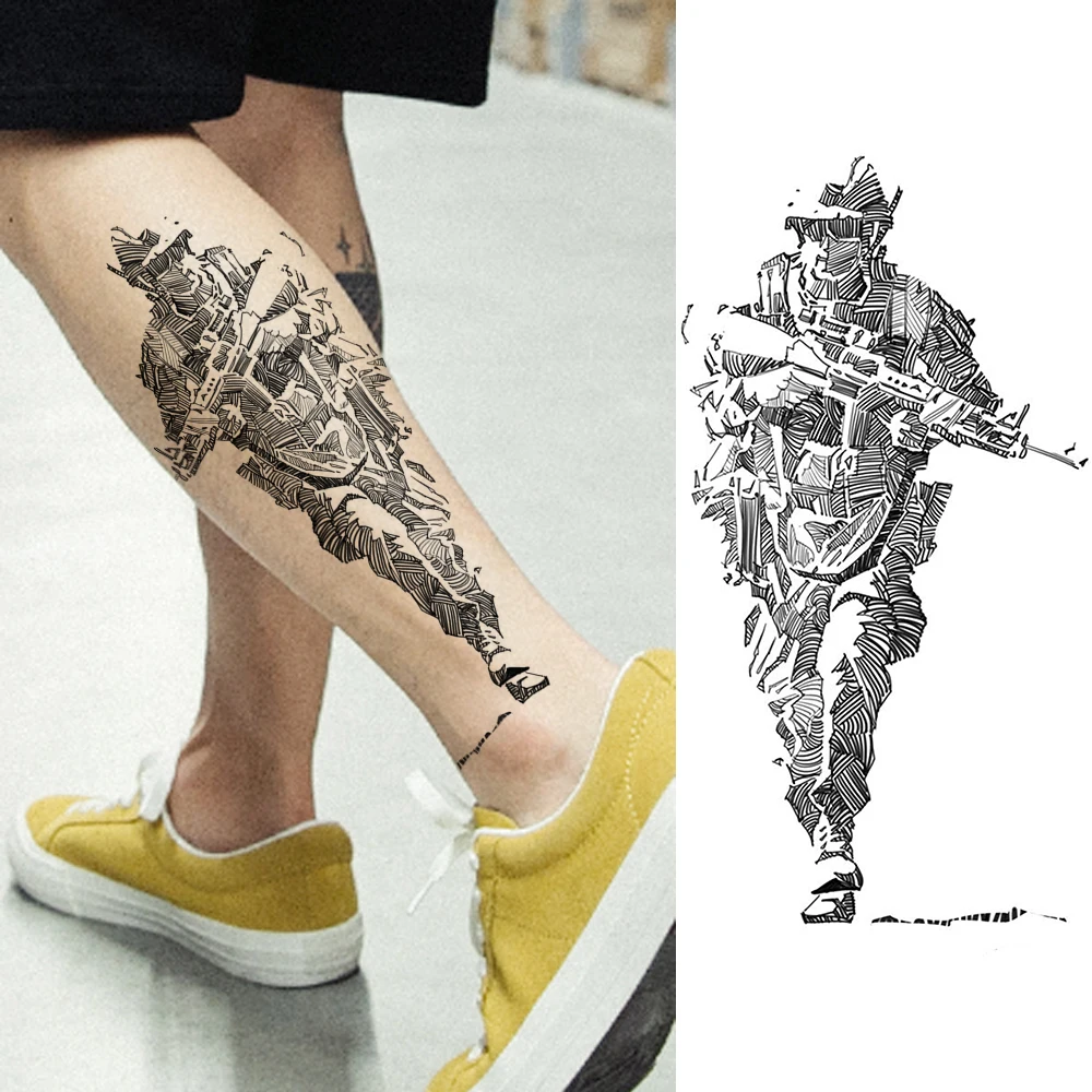 Геометрические цветы временные татуировки наклейки поддельные Луна Лев волк татуировки водонепроницаемый точка шаблон браслет черные татуировки для женщин и мужчин - Цвет: DMZ147