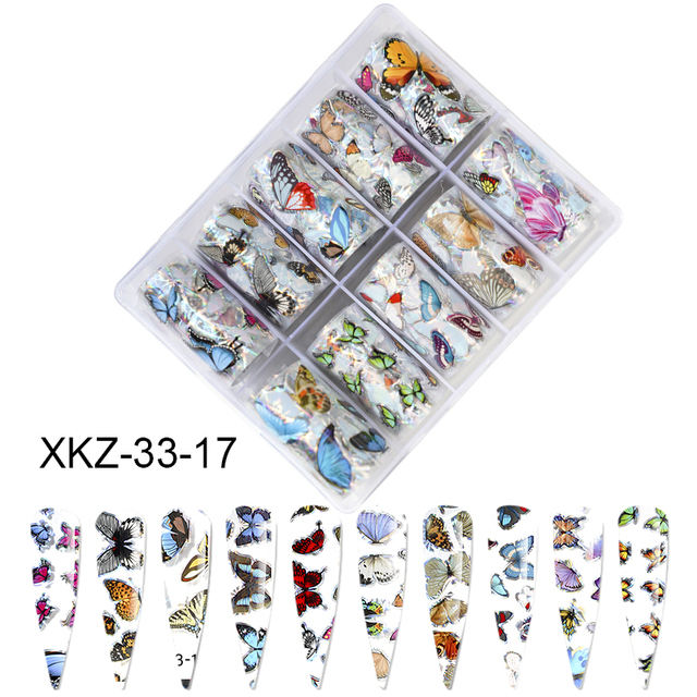 Star Transfer Paper Laser Leopard Print Gale Camouflage Small Fresh Fruit Star Set Nail Sticker Decorative Art 1Box 10 Grid