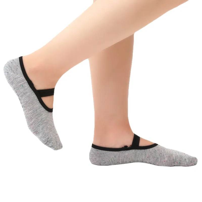 Women Yoga Socks Round Head Backless Cotton Non-Slip Bandage Sports Socks Breathable Pilates Ballet Dance Sock Slippers AHPU