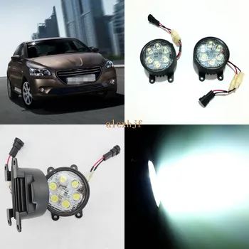 

July King 18W 6LEDs H11 LED Fog Lamp Assembly Case for Peugeot 301 2013-2019, 6500K 1260LM LED Daytime Running Lights