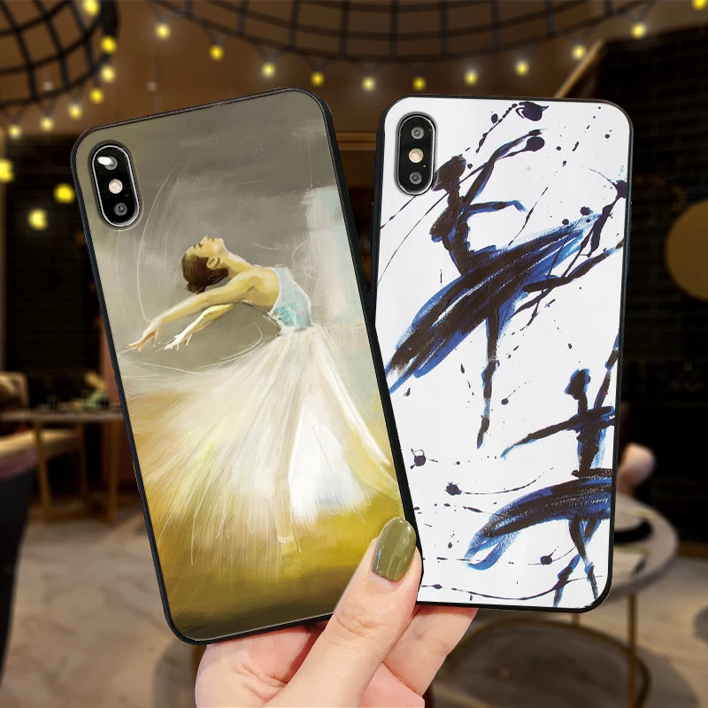 Балерина арт Мягкий ТПУ чехол для Apple IPhone X XR XS MAX 5 5S 5C SE 6 S 7 8 Plus ipod touch силиконовый