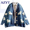 2022 Autumn New Knit Female Cardigan Loose Streetwear Knit Sweater Coat Cute Cartoon Print V Neck knitted cardigan Women Jacket ► Photo 1/6