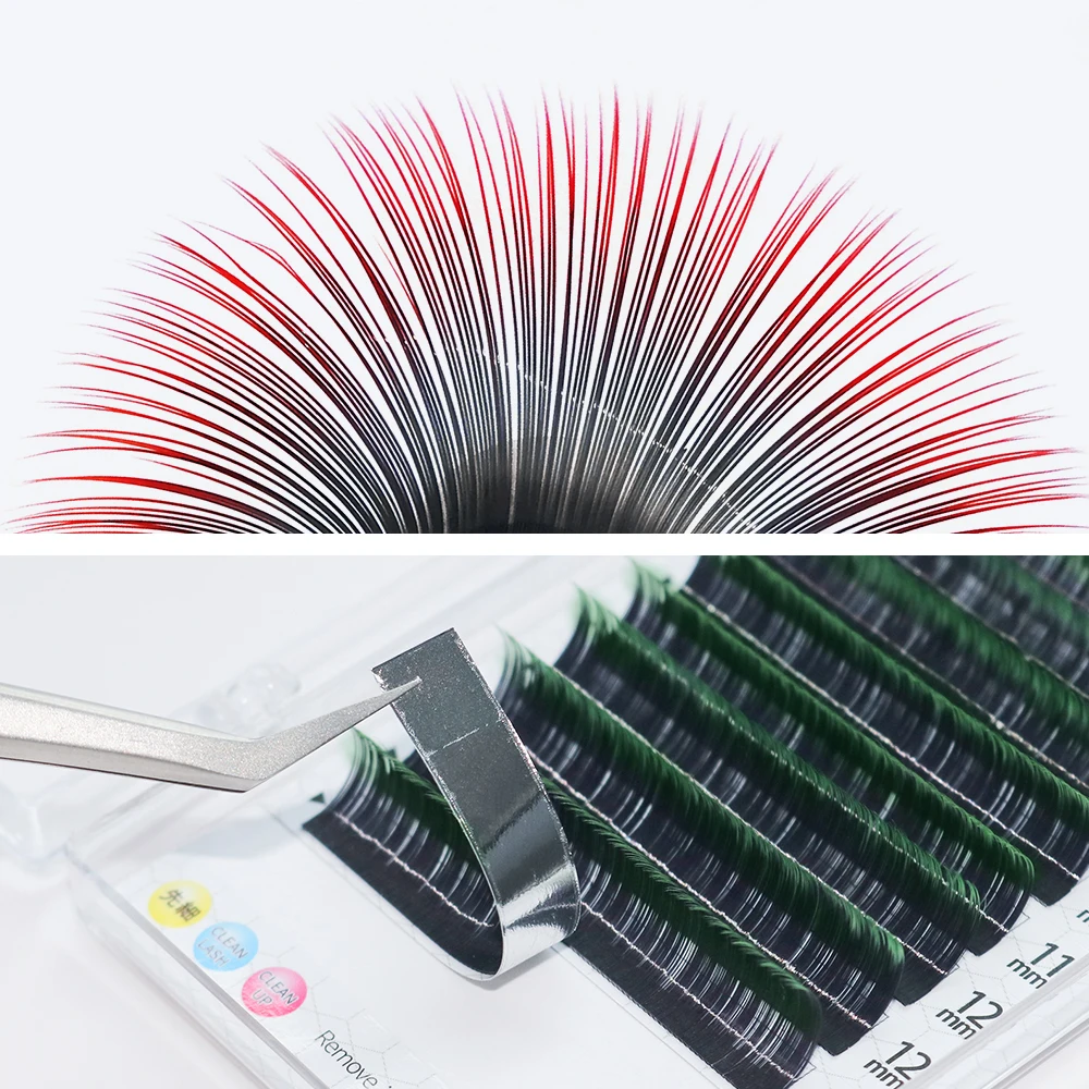 GLAMLASH Gradient Red Green Blue Purple Color Eyelash Extension Individual Faux Mink Ombre False Eye colored Lashes Makeup Tool