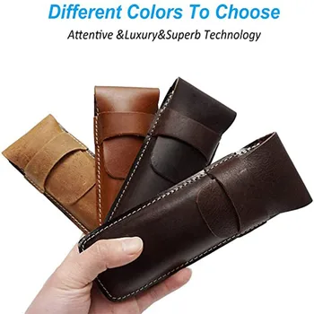 

20Pcs/lot Leather Pen bag Fountain Pencil Bag Handmade Genuine Pen Cases Cover Sleeve Pouch Office School Students Supplies