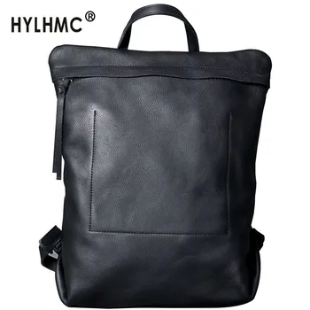 

The First Layer of Leather Backpack Men Design Travel Backpack Simple Wild Laptop Bag Leather Schoolbag Handmade Original Male