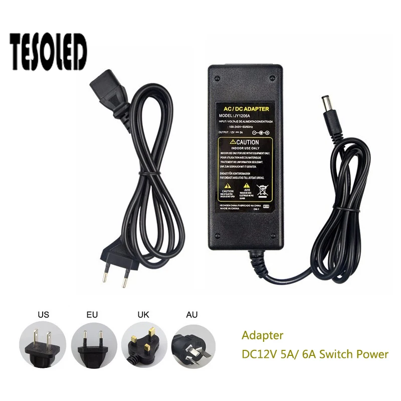 Адаптер питания DC12V Универсальный адаптер 5A/6A AC110-240V к DC12V блок питания для питания со светодиодной полосой зарядное устройство US/EU/UK/AU plug 8,16