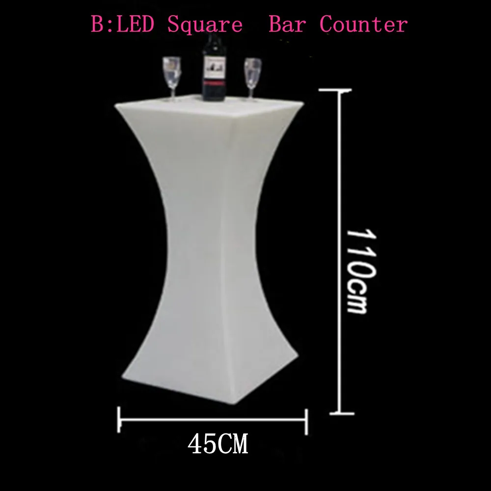 

110CM height LED illuminated cocktail table lighted up Bar Tables plastic coffee table Commercial Furniture suppies