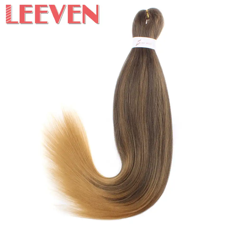 Leeven Synthetic Soft Yaki Straight Hair Ez Braids Crochet Hair