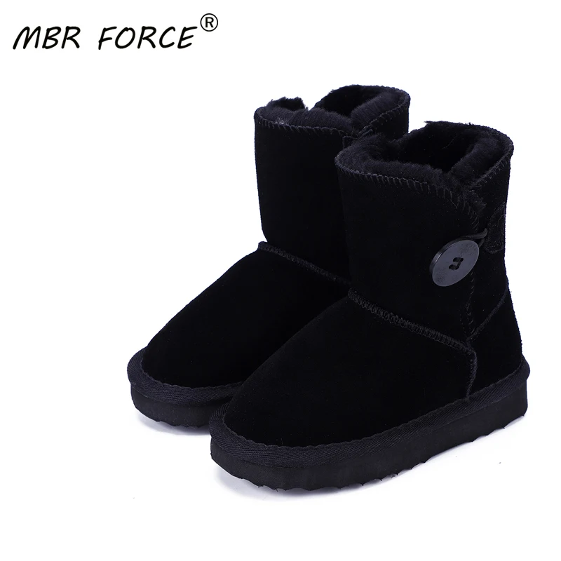 

MBR real sheepskin leather short ankle suede snow boots for women wool fur lined winter shoes with snow boots red brown black