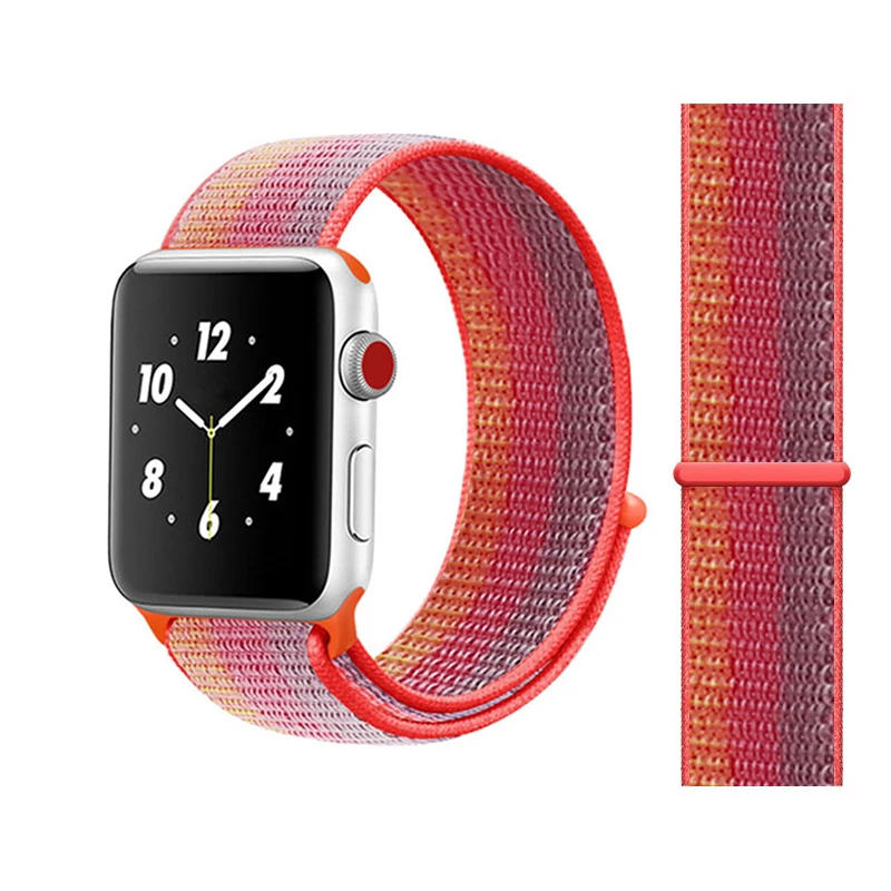 Спортивная петля для Apple watch Band 4 5 correa iwatch 3 2 1 42 мм 38 мм 44 мм 40 мм Apple watch ремешок браслет pulseira аксессуары - Цвет ремешка: strip red