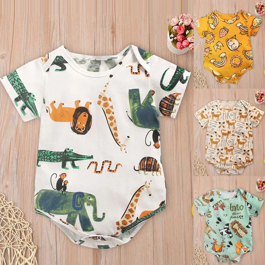 Baby Girl Boy Clothes Animals Cartoon Bodysuit Romper Jumpsuit Outfits Baby One Piece Long Sleeve
