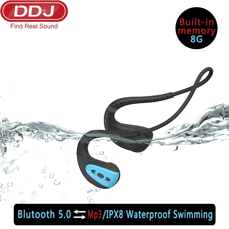 Беспроводные водонепроницаемые наушники DDJ Q1 IPX8 Bluetooth MP3 плеер 8 часов работы Гб