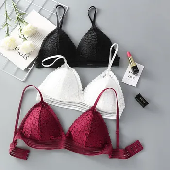 

Sexy Lingerie Soft Push Up Bras For Women Hot French Style One Size Bralette Seamless Deep V Lace Bra Wireless Thin Underwear
