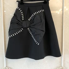 Новая женская модная сексуальная Однотонная юбка с бантом и бисером ручной работы 1025